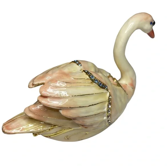 Vintage Enamel Swan Trinket Box - Picture 4 of 11